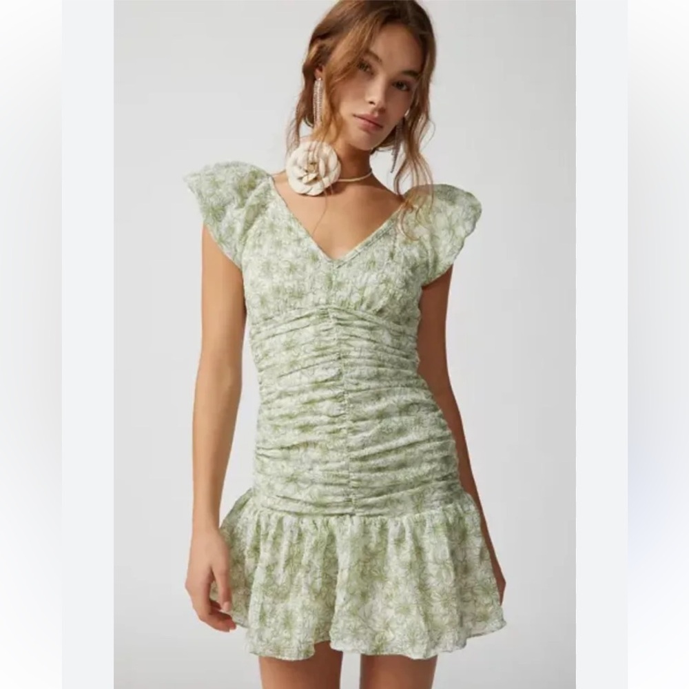 En Saison Monique Ruched Floral Mini Dress